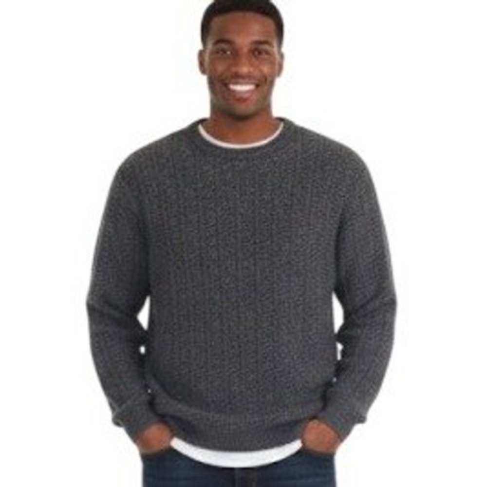 Bill Blass Sweater Mens 2XL Gray Crewneck Textured Knit Made in USA Cotton Blend